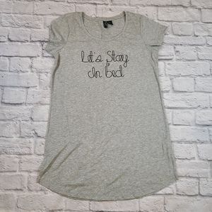 Cynthia Rowley Gray Cotton Jersey Let's Stay in Bed Sleep Shirt Nightgown M
